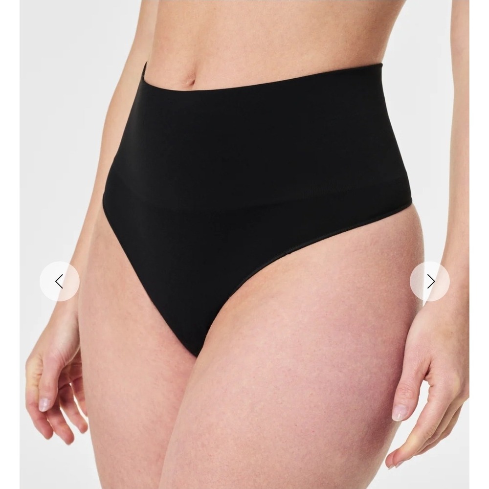 NWT SPANX Everyday Shaping Panties Thong L/G Black Seamless High Waist